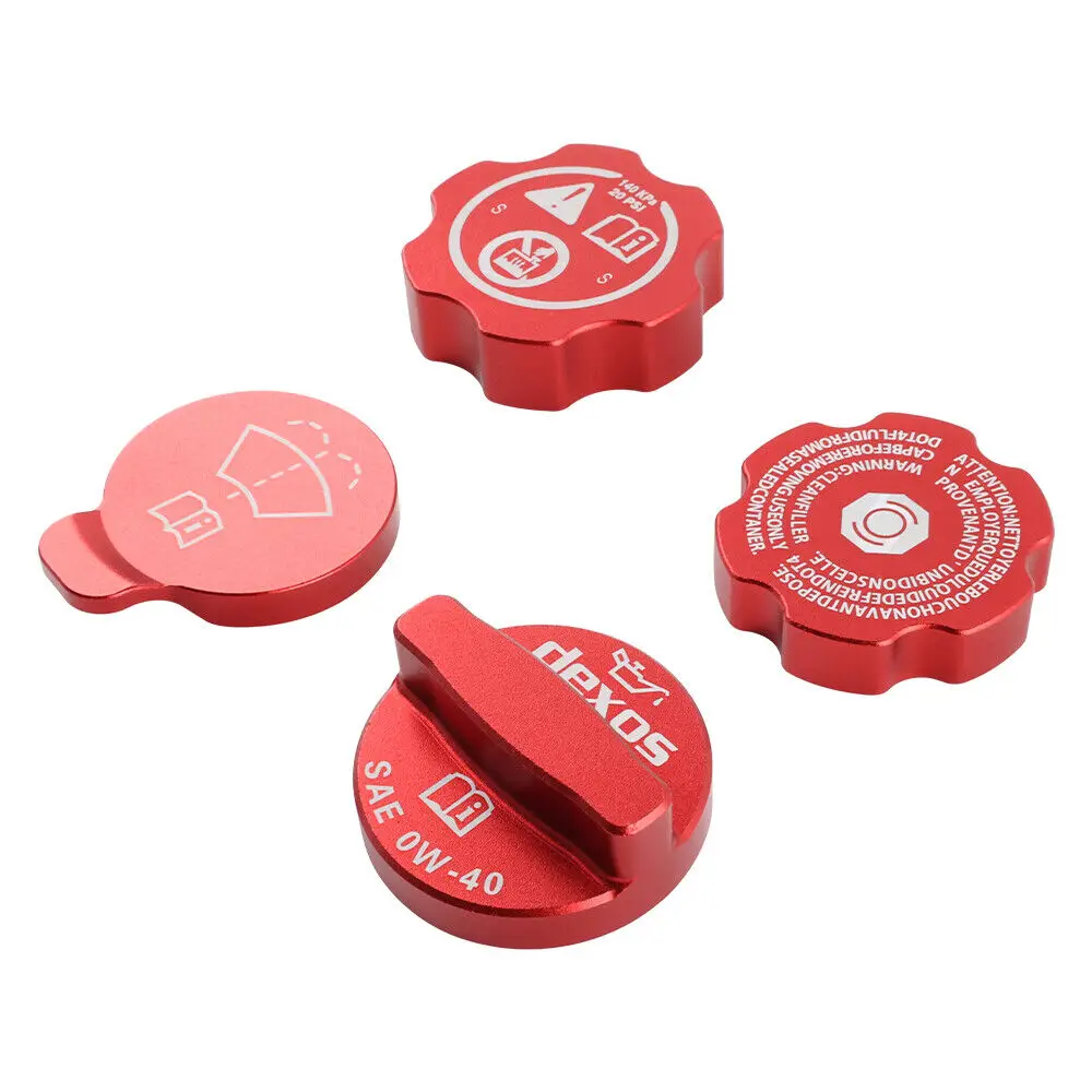 Aluminium  Engine Oil Cap Radiator Water Tank Cover Trim Red for Corvette C8 2020-2024 New Engine Cap Cover Set Accessories
