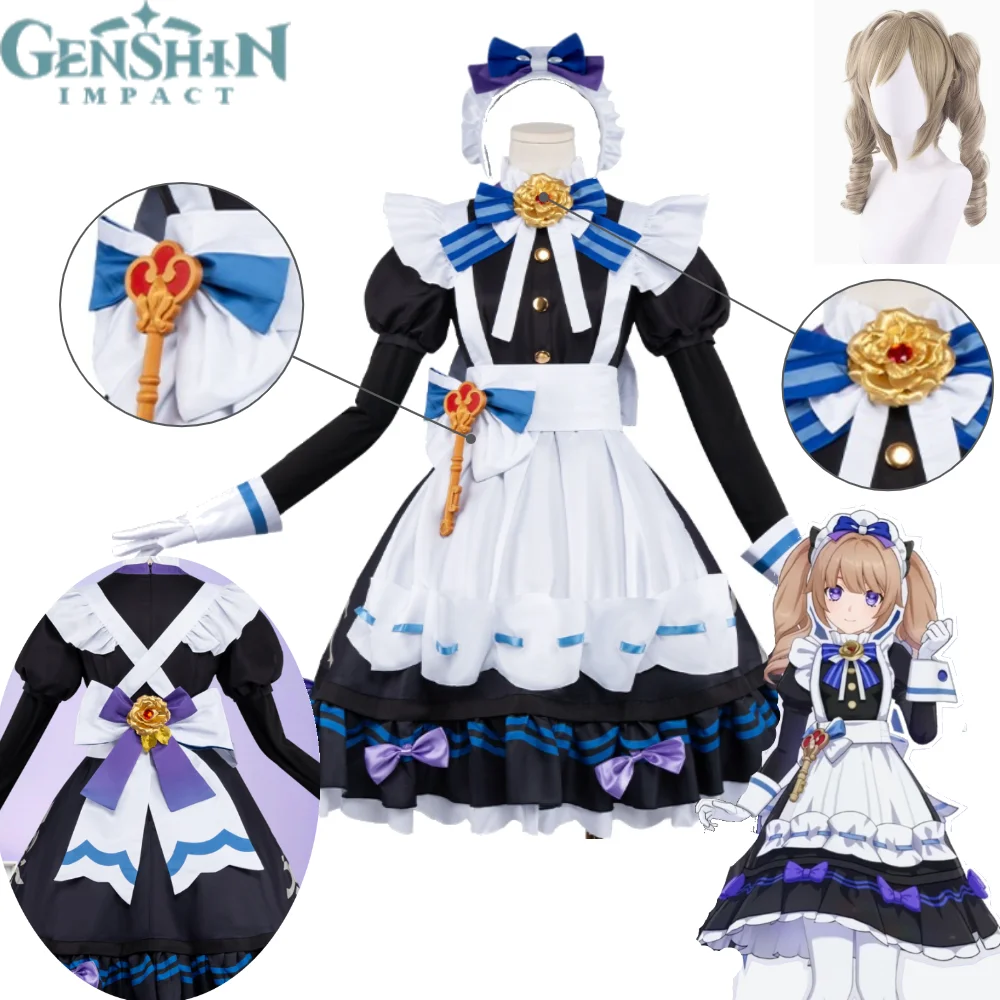

Genshin Impact Manekin Cosplay Costume Starlit Domain Elegant Demeanor Maid Outfit Full Accessories Set for Women Halloween