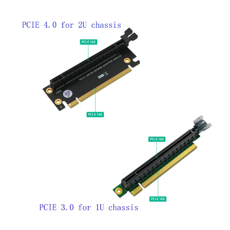 PCI-Express 4.0 16x Riser Card For 2U / PCIe 3.0 16x For 1U Computer Server Chassis 90 Degree Right Angle High Speed Adapter