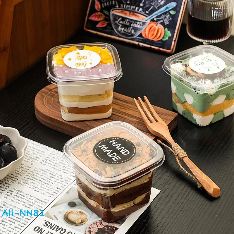 【N】50Pcs Clear Plastic Cups Disposable Mousse Dessert Box With Lid Dessert Acrylic Food Cake Cup 150/250/380ml Packaging Box - view 4