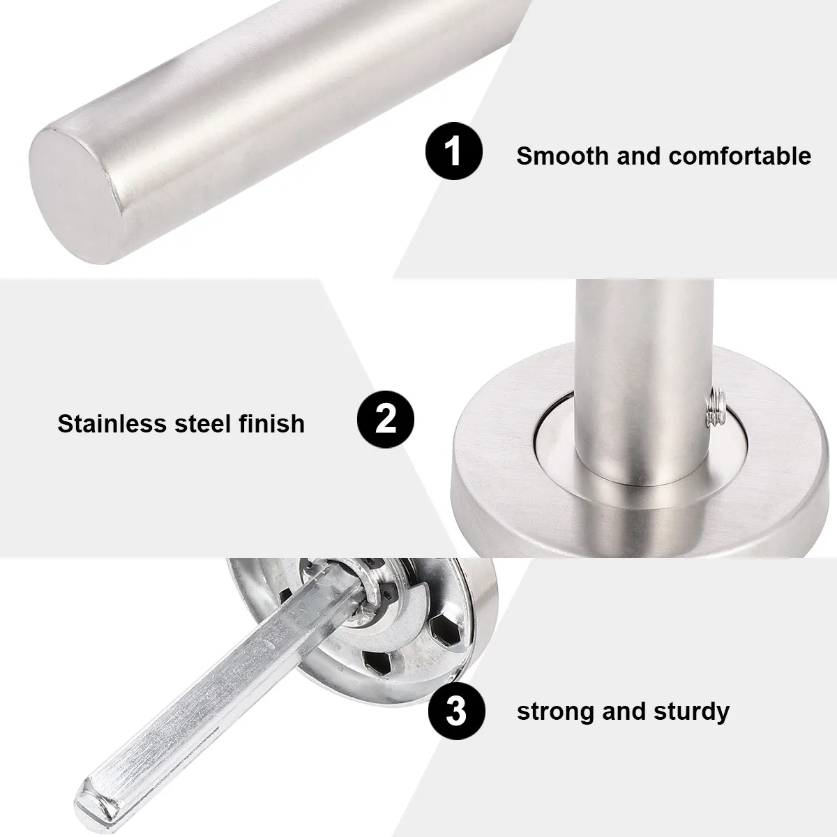 

2Pcs Door Handle Lever Modern Round Stainless Steel Passage Door Handle Set Heavy Duty Reversible for Home Decor Closet Doors