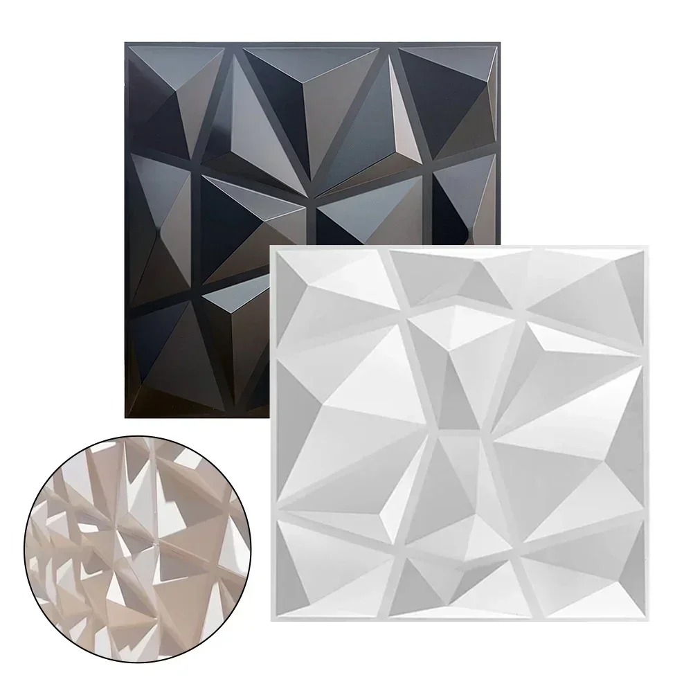 1/6/10PCS 3d Art Decor 3D Wall Panel Cut Geometric Diamond Carved Wood Tile Adhesives Bottom Non Self-adhesive 3d Wall Sticker