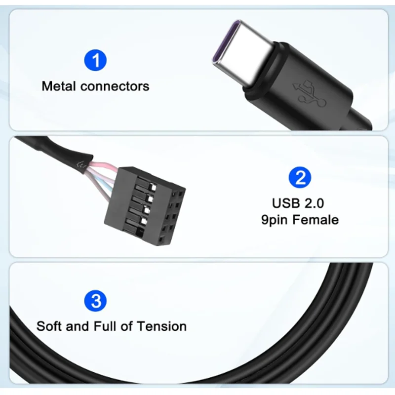 0.5m USB Interface CPU Cooler Cable For CORSAIR Hydro Series H80i/H100i/H110i DuPont 2.54mm 9Pin to Mini USB &Micro usb type-c,