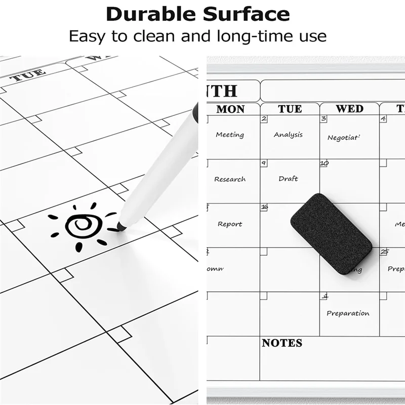 NEW-16" X 12" Small Dry Erase Board With Plastic Frame, For Wall Mountable Monthly Whiteboard Calendar And Hanging Design