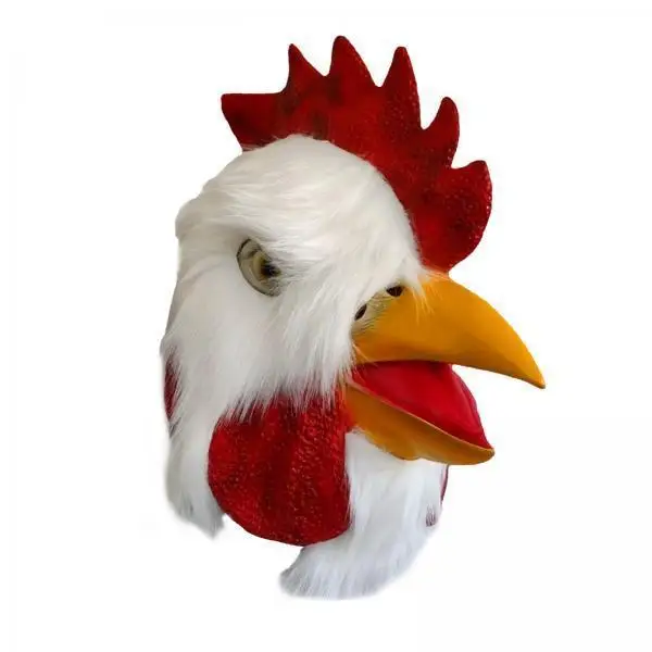 Rooster Face Cover Latex Animal Mask Lifelike Full Headgear Carnival Cosplay for Halloween Party