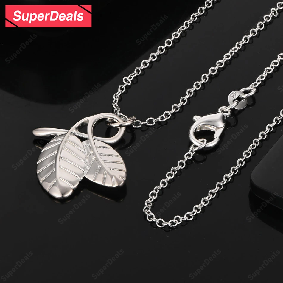 

SuperDeals 16-30 дюймов стерлингового серебра 925 пробы двойной кулон ожерелье для женщин помолвка свадьба изысканные милые ювелирные изделия