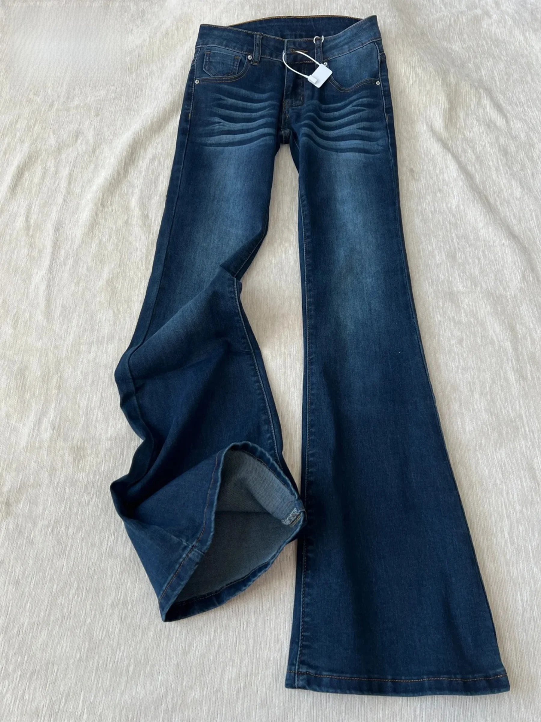 

Женские джинсы-клеш в американском ретро-стиле с низкой талией, летние, облегающие, с высокой талией, на пуговицах, с карманами, повседневные, весенние