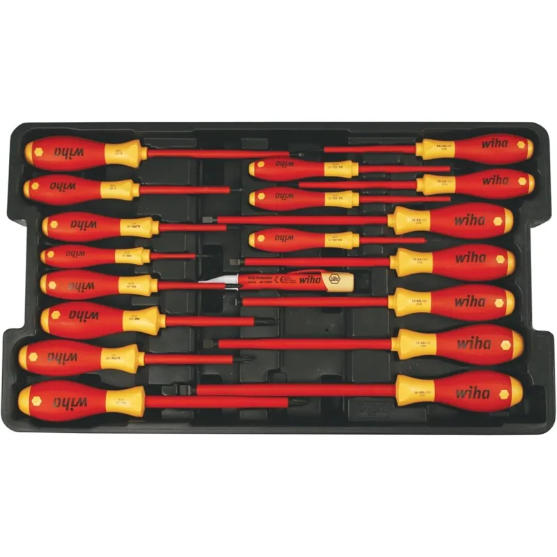 

Wiha 32095 Slotted and Phillips Insulated Screwdriver Set, 1000 Volt, 19 Piece