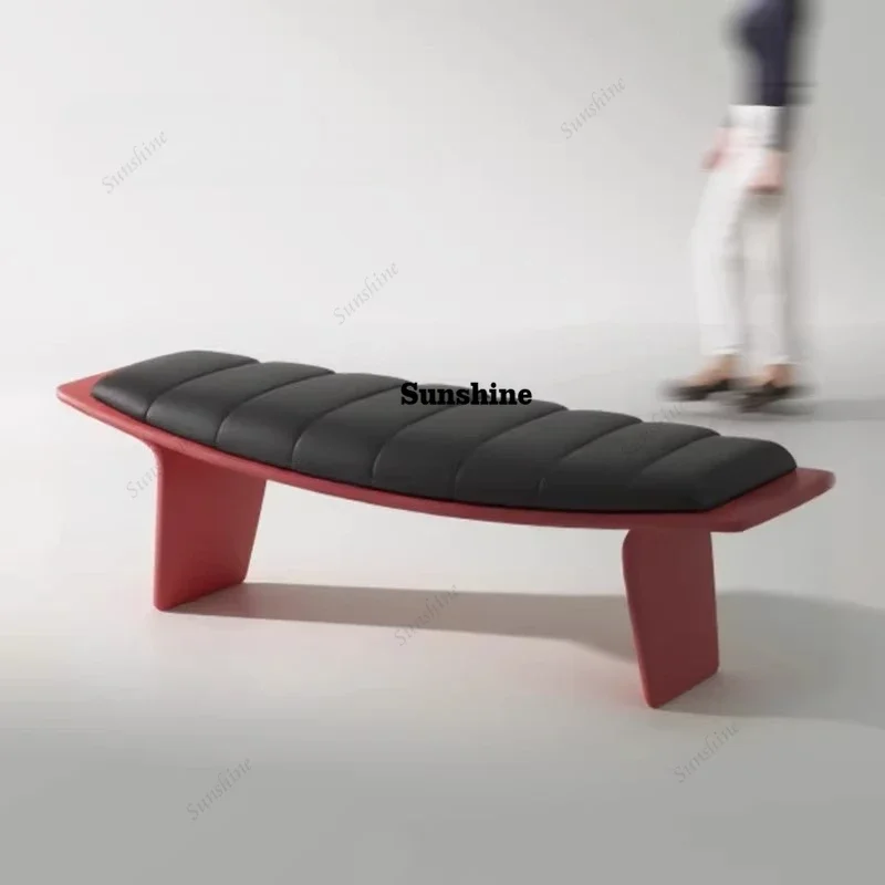 

Light luxury leather bedside stool bedroom living room bench household shoe changing stool FT