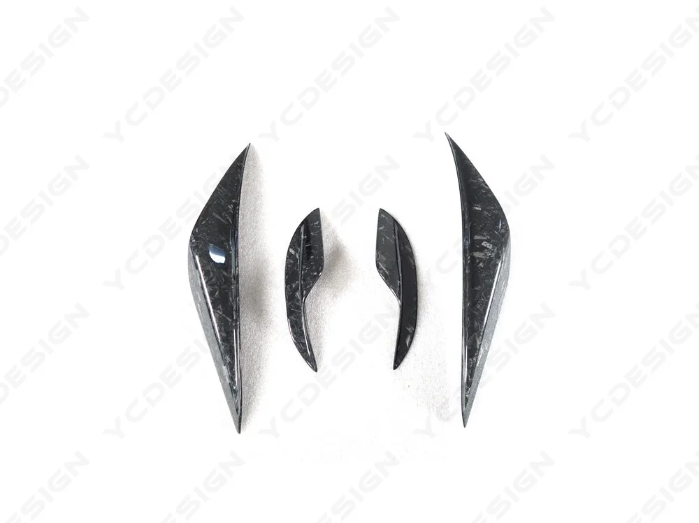 Forged Carbon KZT Style Front Canard 4Pcs Fit For 2007-2013 E9X M3 Front Bumper Aero Dive Plane Accent Set