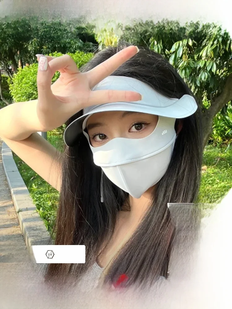 

Banana Leaf Full Face Sunscreen Mask Women Summer UV Protection Ice Silk Comprehensive Face Bikini Cool Sensation Breathable ...