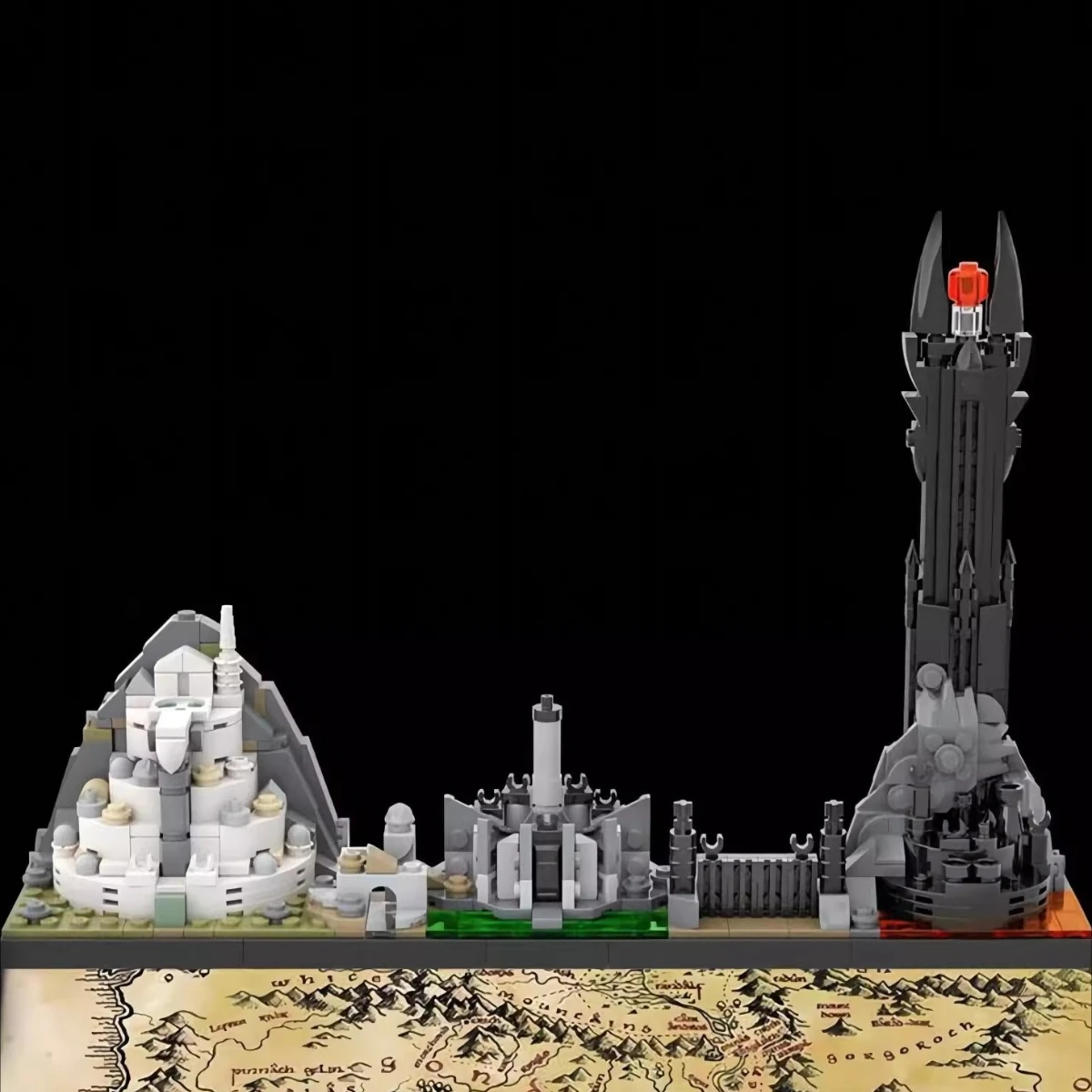Movie Series Magic Castles Blacks Tower Architecture Model Ring King City Skyline MOC Building Blocks Set Kids Puzzle Toys Gift