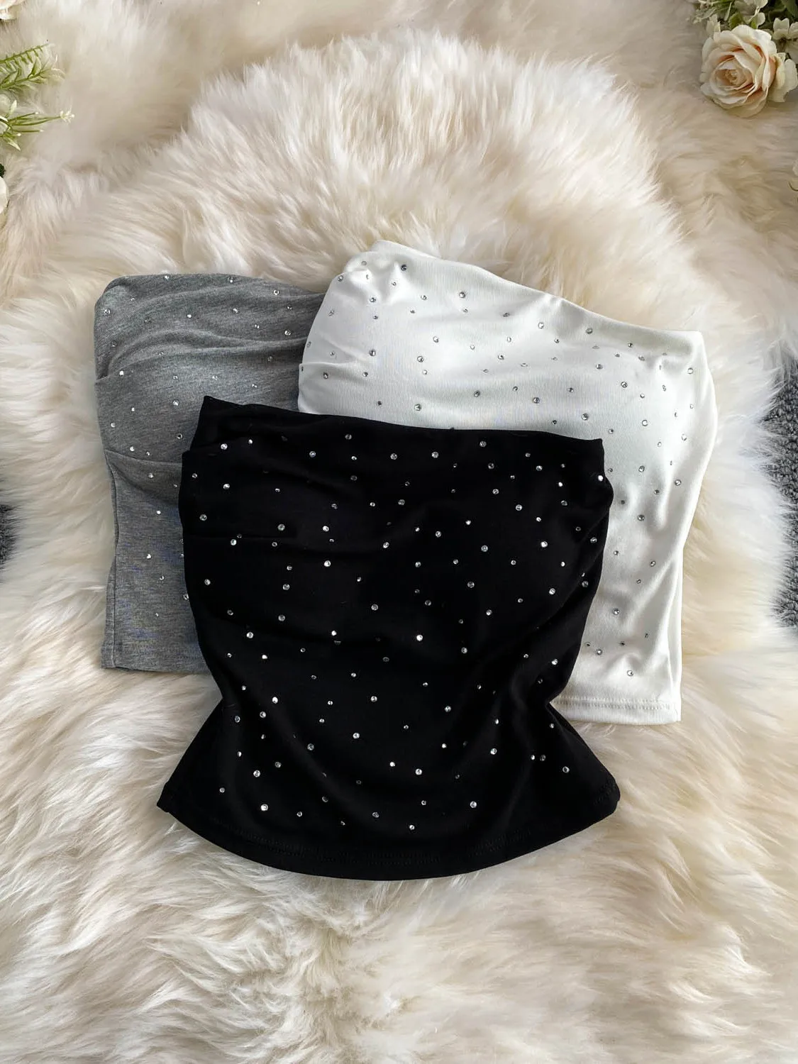 Sexy Short Crop Top Women's Vest Pure Desire Spicy Girl with Chest Pad Flashy Summer Ins Hot Drill Slimming Korean Style