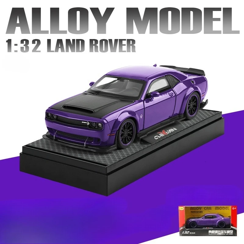 1:32 Dodge Challenger Hellcat SRT Alloy Car Model Sound Light Pull Back Metal Toy Vehicle Boy Gift Collection Miniature Voiture