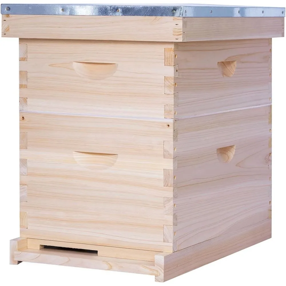 

8 Frame Beehive kit, Complete Bee Hive for Beekeeper, Langstroth Bee Hives Include 1 Deep and 1 Medium Bee Box with