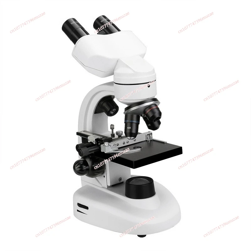 White + black duplex binocular microscope [40x-1600x] children's science microscope, portable LED electron magnifying glass