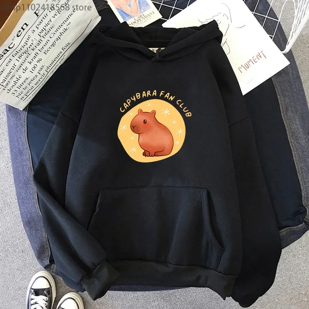 

Одежда для пар Capybaras Fan Club Толстовки для женщин Милые толстовки с животным принтом Осень-зима с длинным рукавом Повседневный свободный мужской топ