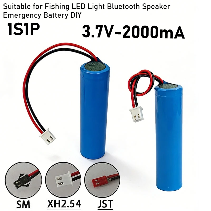 New Rechargeable 18650 Battery 1s1p 3.7V 2000mAh Fishing LED Light Bluetooth Speaker Emergency Battery DIY