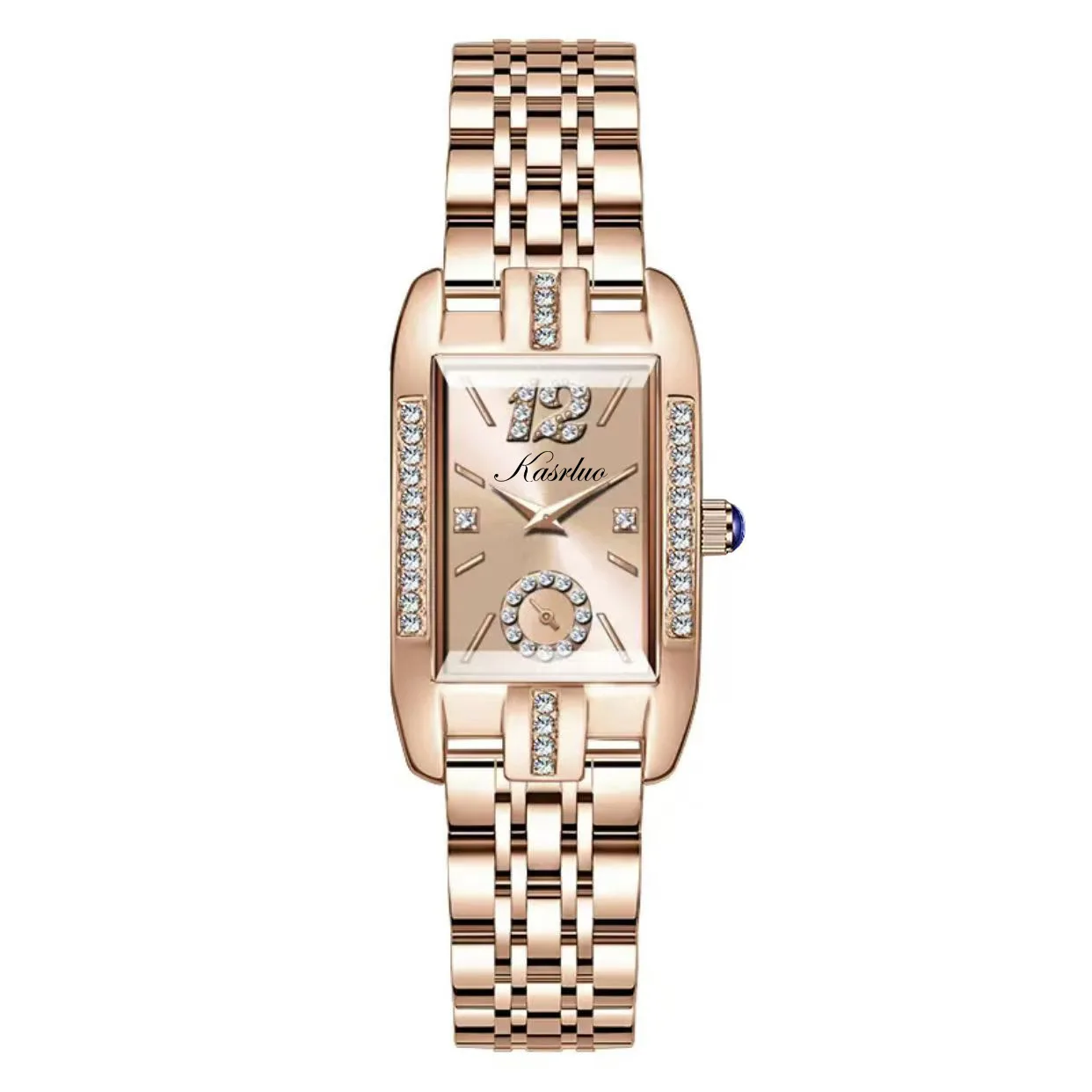 

Квадратные часы, женские модные легкие роскошные часы, изысканные водонепроницаемые кварцевые часы со стальным ремнем