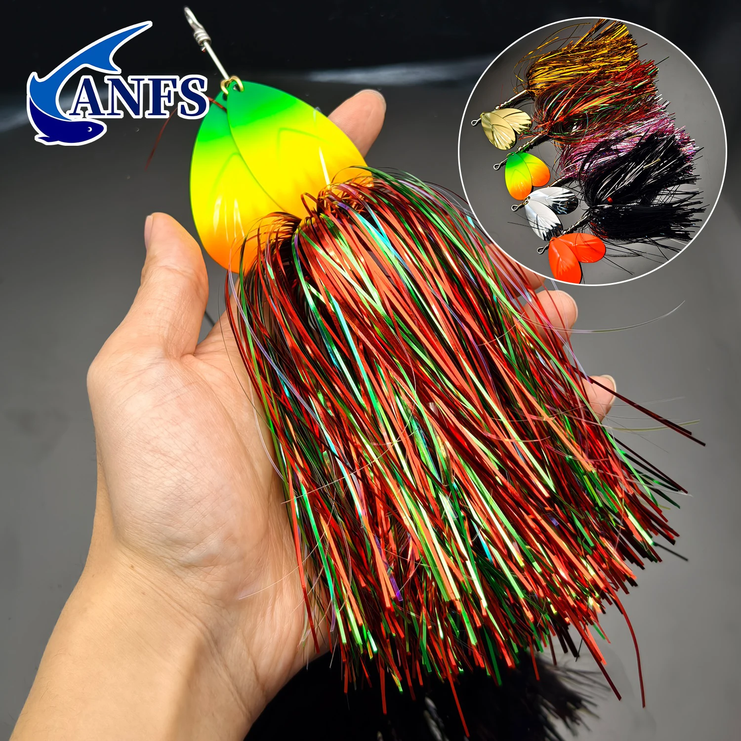 ANFS 1 pieza 45g/1.57OZ Mosky Pike Spinner Bucktail-señuelo de pesca de Metal pesado para atrapar peces grandes