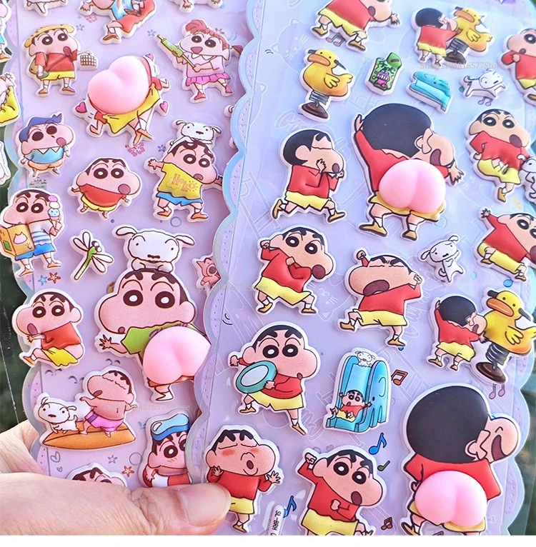 **Crayon Shin-Chan Soft Pinched Happy Buttocks Sticker Children'S Decompression 3d Bubble Sticker Phone Case Decoration Sticker