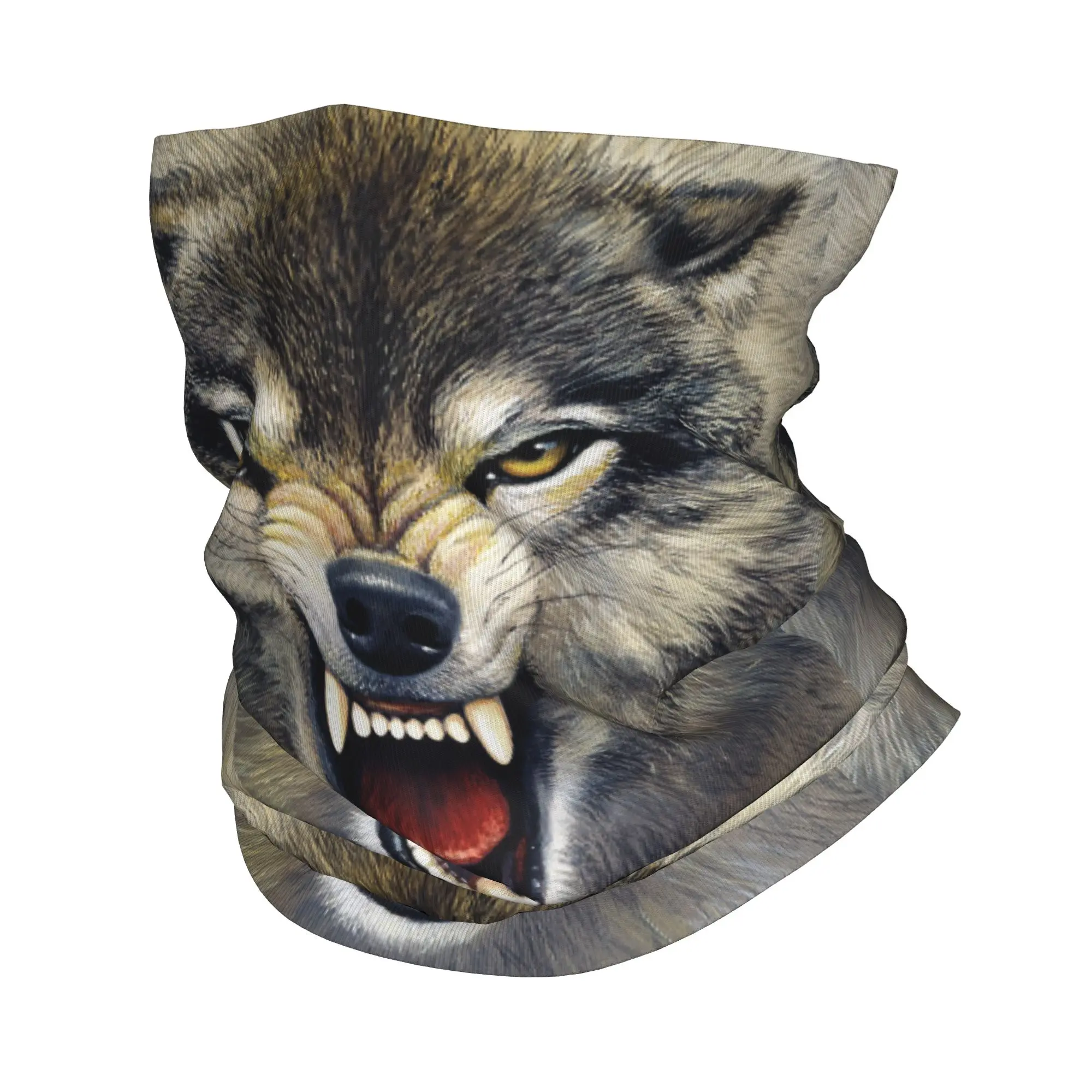 Custom Spirit Animal Wolf Bandana Neck Warmer Men Women Winter Ski Tube Scarf Gaiter  Face Cover