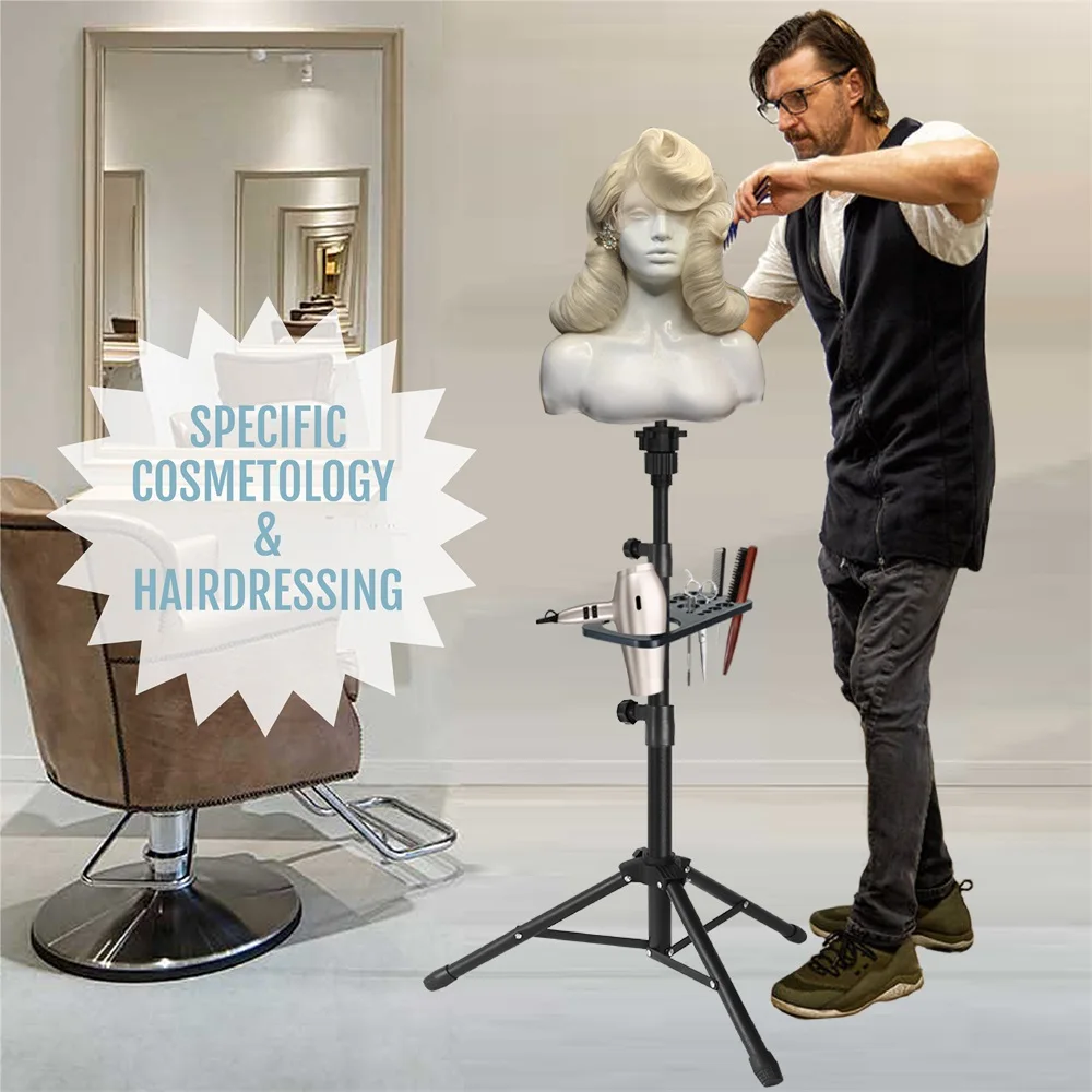 

55 Inch Mannequin Head Stand Tripodwith Tray for Mannequin Head Wig Stand Tripod Wig Head Stand for Training Heads Block Head