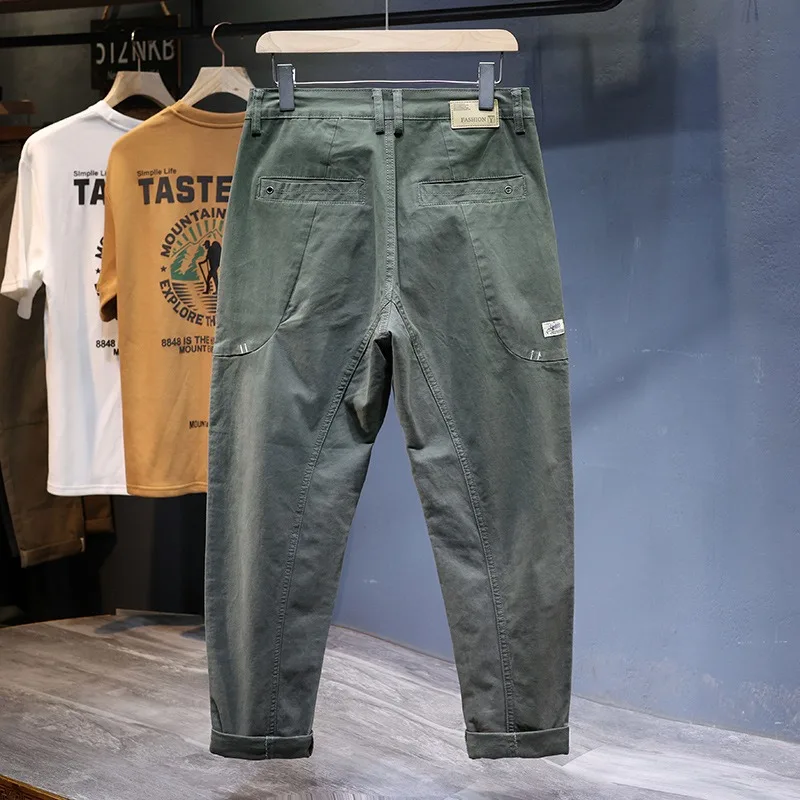 New Spring Loose Straight Pants Wide-leg Tooling Versatile Casual Pants Nine-point Pants