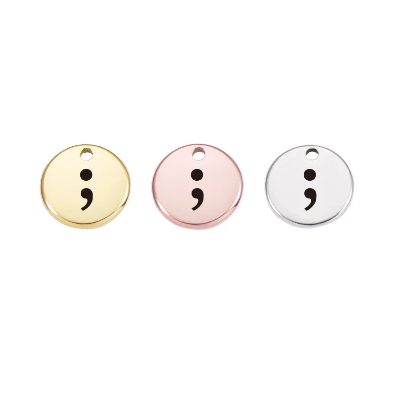 20pcs 10mm Stainless Steel Small Tag Symbol Semicolon Charms - Stainless Steel  Your Own Logo Charm Pendant