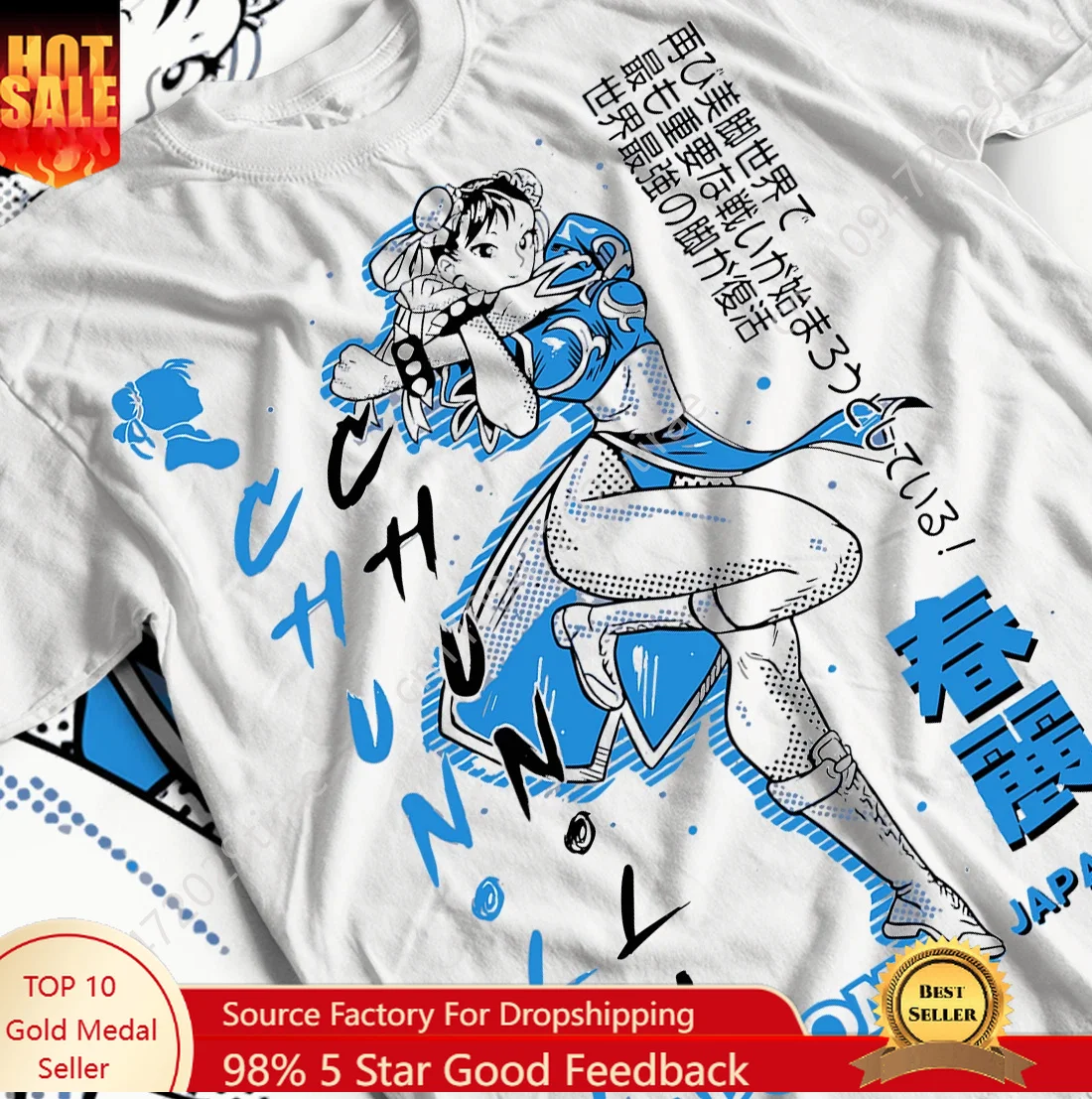 Chunli T-shirt Street Fighter King SNK Anime Gift Shirt for Men Women Summer Cotton Comfortable Loose Fashion Top Short Sleeve