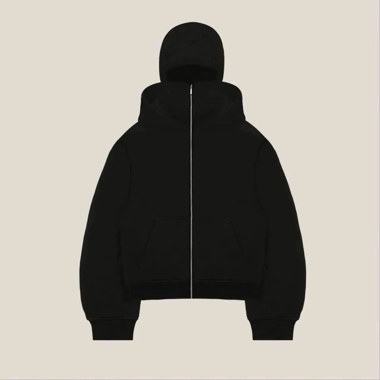 Men's Balaclava Zip Hoodie with Face Mask Winter Warm Zipper Sweatshirt Oversized Hooded Sports Jacket for Outdoor Activities