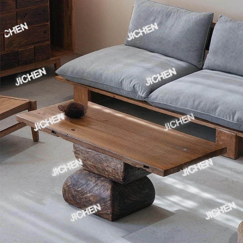 

Журнальный столик NXJ, дизайнерский булыжник из массива дерева, креативный чайный столик, доска, деревянная кровать и журнальный столик в стиле дзен для завтрака