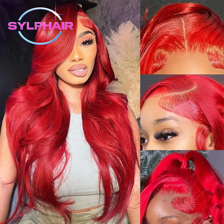 

13×4 Transparent Lace Front Red Body Wave Human Hair Wigs 13×6 HD Pre Plucked with Baby Hair Wig Human Hair for Women