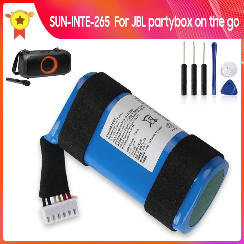 

Replacement Battery SUN-INTE-265 2475mAh For JBL partybox on the go Speaker Quality Batteries