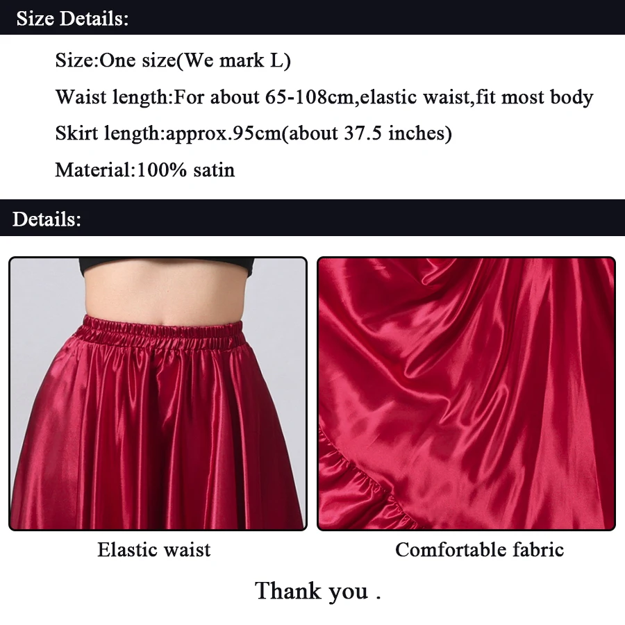 Women's Long Flared Circle Skirt -Satin Flared Full Skirt Boho Vintage A-line Maxi Skirt for Dancing, Party, Daily Wear Skirts