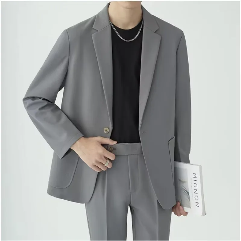 Spring new classic gentleman style casual suit solid color slim light business style simple fashion men's suit  size 4XL