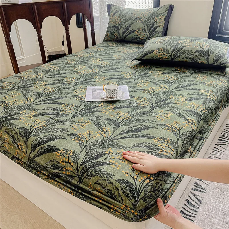 Skin-friendly Fitted Sheet Pure Cotton Bed Cover Single/Twin/Queen/King Size Bedsheet Home Bed Linen Sabanas (No Pillowcase)