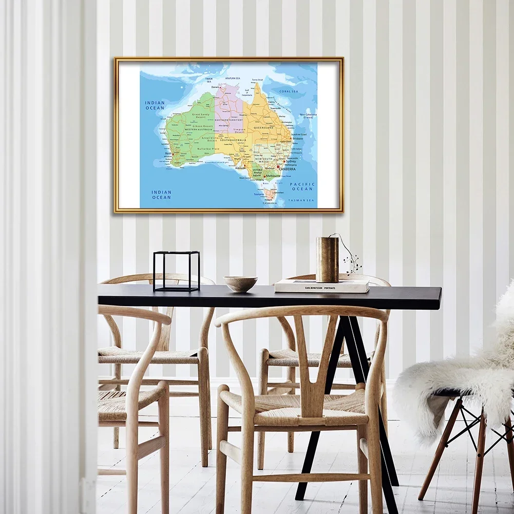 59*42 cm Political Map of The Australia Decorative Wall Art Poster Canvas Painting School Supplies Classroom Home Decoration