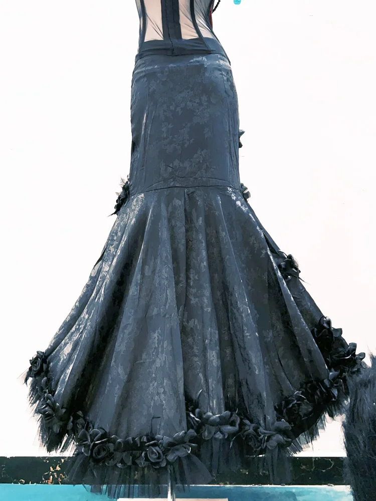 2026 Evening gown Gothic Punk style Maxi Skirts for Womens Halloween sexy jacquard mermaid fish tail long skirt