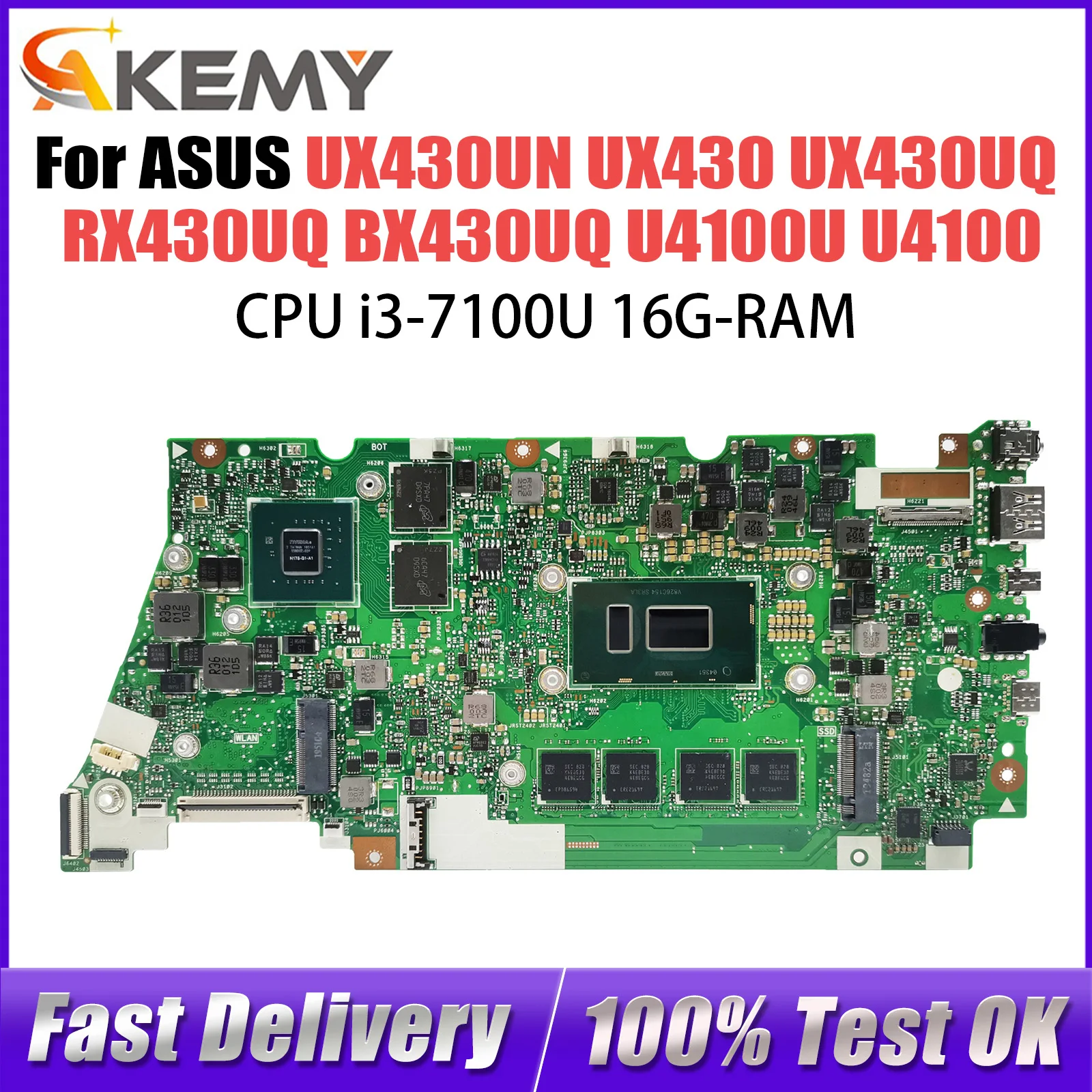

For ASUS VivoBook S430UF Mainboard X430UN X430UF UX430UNR RX430UQ K430UN Laptop Motherboard i3 i5 i7 4GB 8GB 16GB RAM 100% test