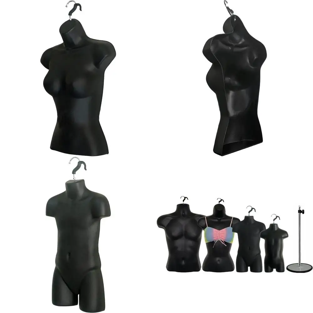 

Universal Hanging Mannequin Set for Male, Female, Child, and Toddler with Metal Stands, Hollow Back, S-M Size