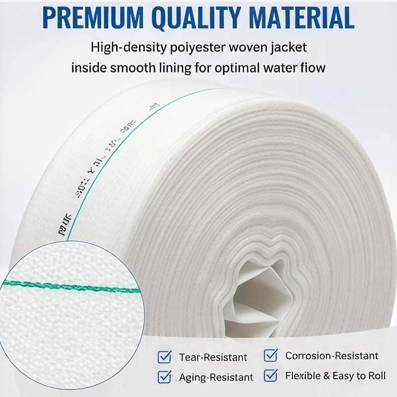 

Lay Flat Water Hose 1.5 inch 15/30/50/100M, High Pressure Reinforced Polyester Discharge Hose for Farm Irrigation, Garden Wateri