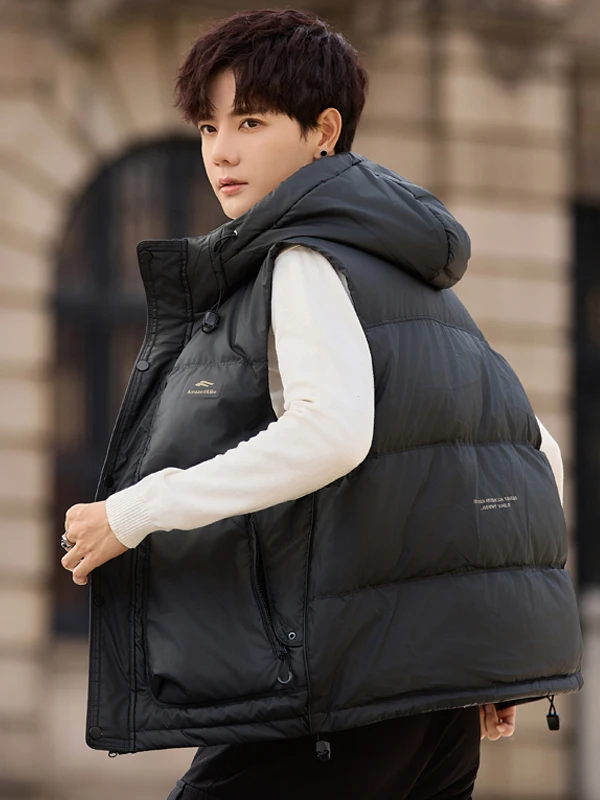 

Loose Youth down Vest Men's ort Hooded Casual Japanese Sle Bread Coat Warm Outerwear Vest Faion Urban Sle Single Wear...