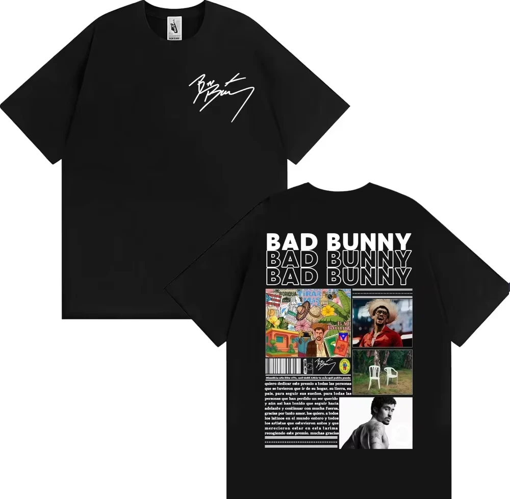 2026 Bad Bunny DTMF Debi Tirar Mas Fotos Albumcover Übergroßes High-Street-Unisex-T-Shirt für Damen und Herren