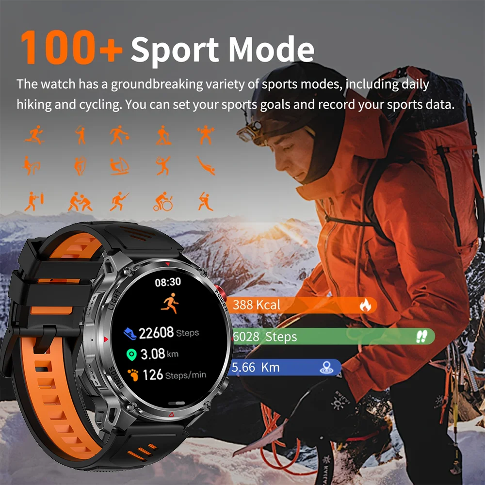 2026 nieuwe Smartwatch 1100mAh Batterij 1.7 Inch AMOLED Scherm Herenhorloge Kompas 3ATM Waterdicht Bluetooth Oproepen Sport Smartwatch