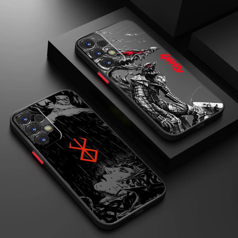 Hot Blood Anime Berserk Guts Frosted Translucent For Samsung A53 A52 A33 A32 A51 A71 A21S A13 A73 A50 A22 A12 5G Matte