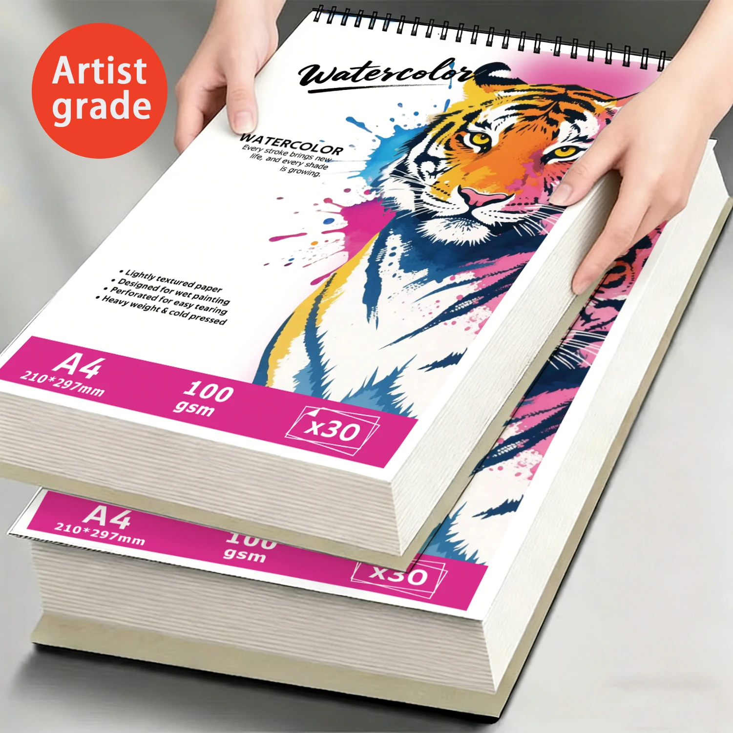 

Альбом для акварели на спирали (формат А4) – 30 листов, бумага плотностью 100 г/м² с легкой текстурой, профессионального качества | Перфорированный шар