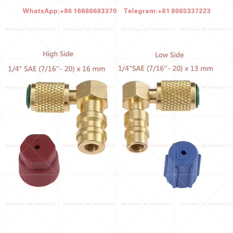 R12R22 thread 1/4SAE interface is converted to R134A high and low bending male connector adapter 1316LH-90