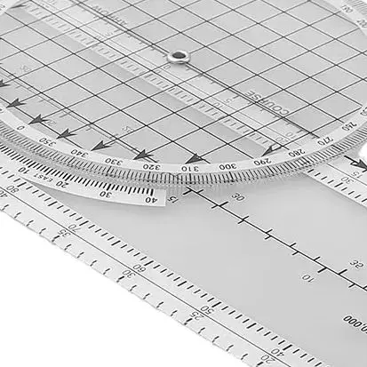 Transparent 360 Degree Rotating Aviation Slide Ruler For Plotter For Pilot Flight Plan VFR Chart Measurement Tool
