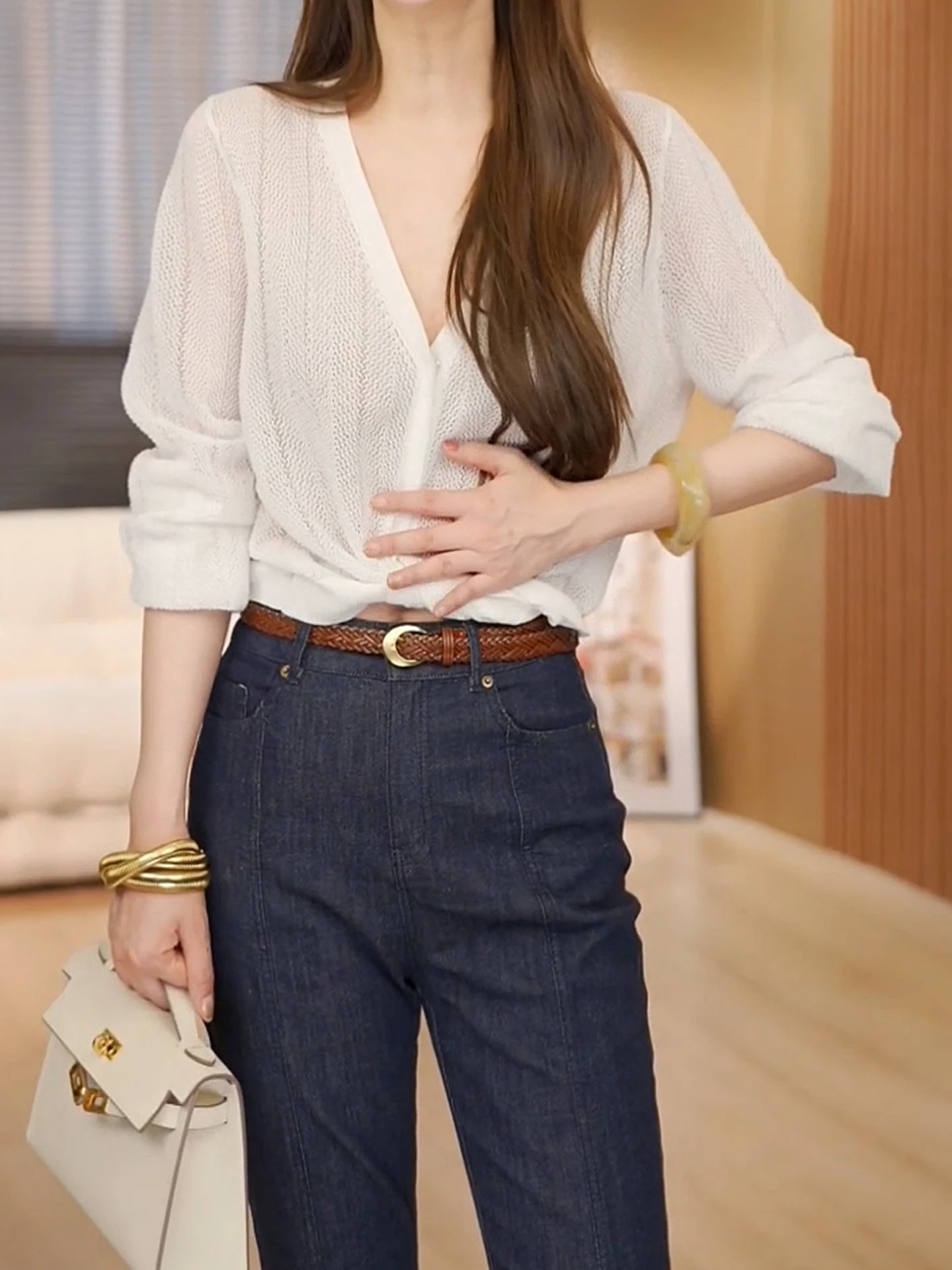 

Faionable Casual Long Sve Knitwear Slimming Color Base Layer irt Sli Autumn Season Women's Premium Clothing